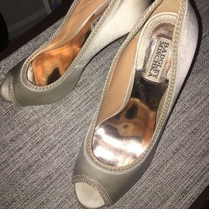 Badgley Mischka Ivory Satin Wedding Heels